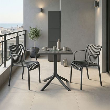Dining table Groovy Zoi 3 pcs. anthracite PP 60x60x76cm