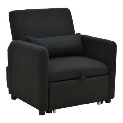 Armchair-bed Flexa, black fabric, 85x92x84cm