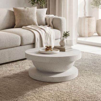 Coffee table Bold Stone Cerba white matte MGO D70x30cm
