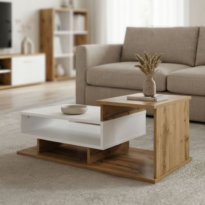 Coffee table Nuvele sonoma - white color 90x50x35cm