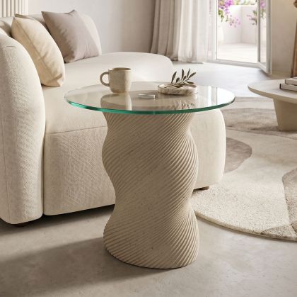 Coffee table Torsie Stone Klida beige matte MGO D40x63cm