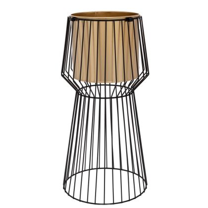 Black metal stand with golden pot D20X51CM