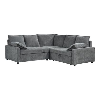Corner sofa bed Lounivo anthracite fabric 215x215x84cm