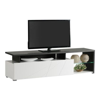 Arctic TV cabinet white-black-white lacquer 170X42X47CM