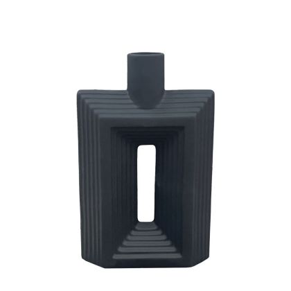 Decorative ceramic vase black - rectangular steps with holes - 18.5X7X31CM 30/KIB