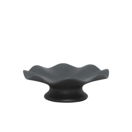 Decorative ceramic plate/bowl black with base - 23X8CM 1/10BOX