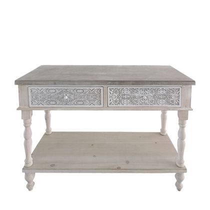 Wooden decorative console, aged style, semi-carbonized - 100X40X77CM 1/BOX
