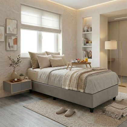 Single bed Pakda anthracite velvet 90X200CM