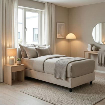 Single bed Pakda cream velvet 90X200CM