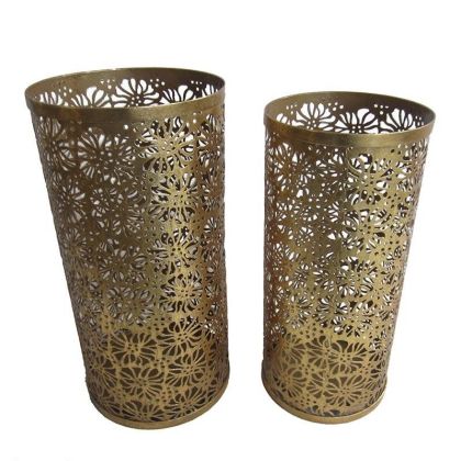 Small gold metal umbrella stand