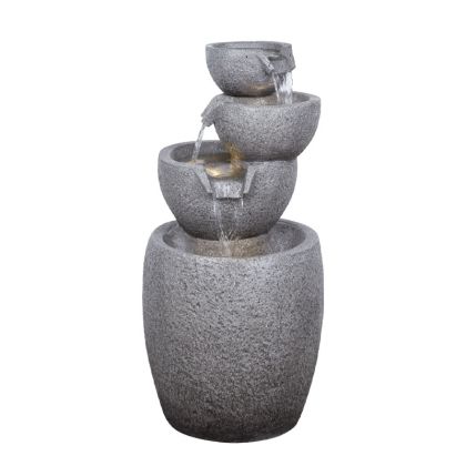 Interior decorative fountain gray panel with light and 4 cups - 40X41X81CM 1/BOX