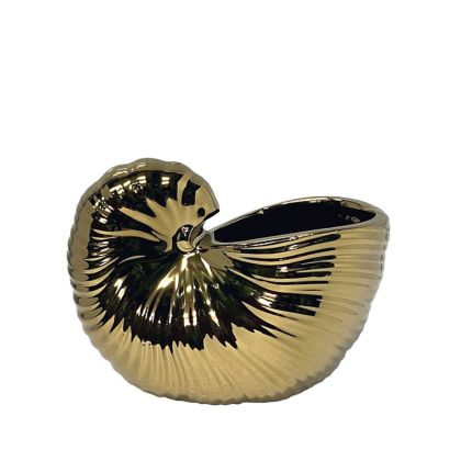 Ceramic vase gold snail shell, small - 18X9X14.5CM 24/KIB