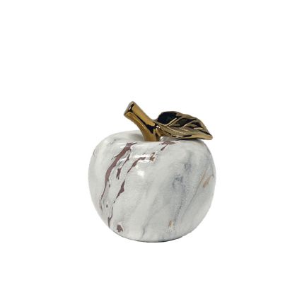 Ceramic decorative apple gold/white marble - Φ12X13CM 4/48KIB
