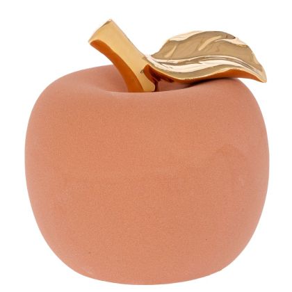 Ceramic apple burgundy with gold handle D16X17 cm