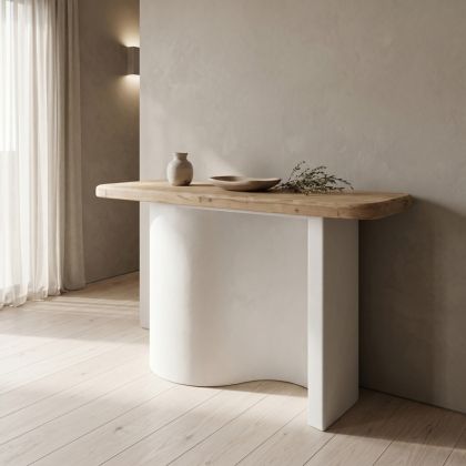 Console table Jeckie Fir-mdf oak-white 120X38X80CM