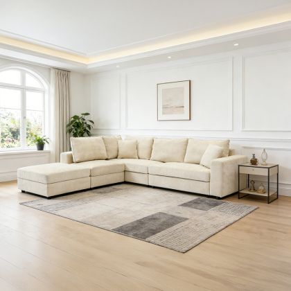 Multimodal sofa Navaro beige fabric 281X256X85CM