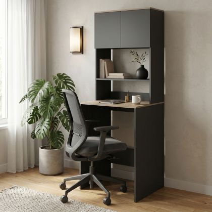 Office desk with shelf Chaxe anthracite-sonoma 65X32.5X183.6CM