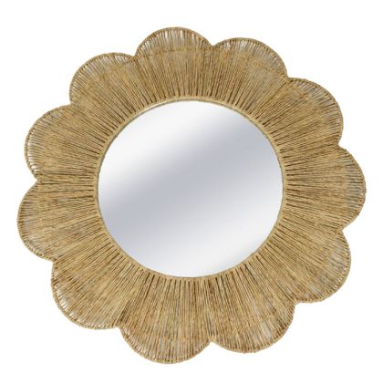 Woven decorative wall mirror (round Φ34CM) flower boho style - Φ61CM 2/BOX