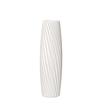Floor vase white ceramic with diagonal lines - 13.5X46CM 1/9KIB