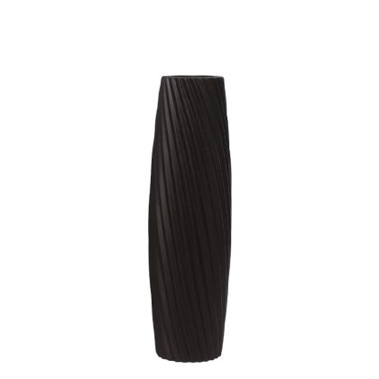 Black ceramic floor vase with diagonal lines - 13.5X46CM 1/9KIB