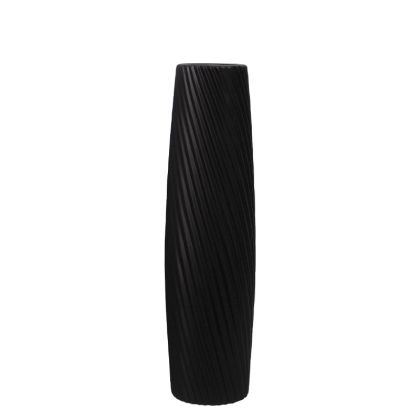 Floor vase black ceramic with diagonal lines - 16.5X56CM 1/6KIB
