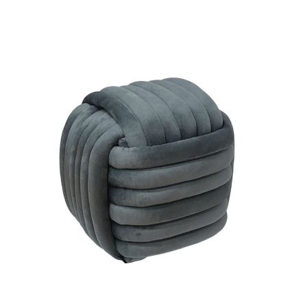 Stool gray velvet cube knit knot - 40X40X40CM 1/KIB