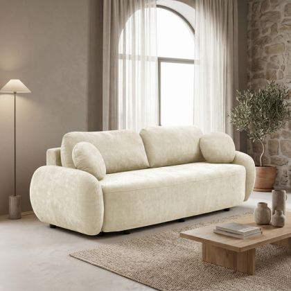 Three-seater sofa bed Sereno beige fabric 233x91x82cm