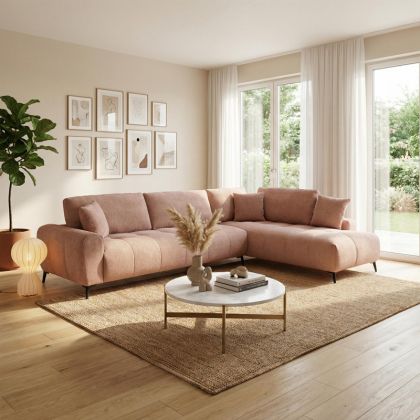 Corner sofa Veneto left corner, fabric, rotten apple, 298X208X85CM