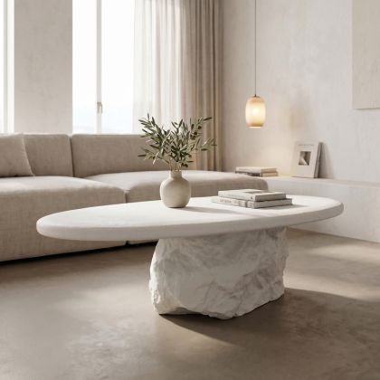 Coffee table Zinol Mdf-polyresin white 105X62X32CM