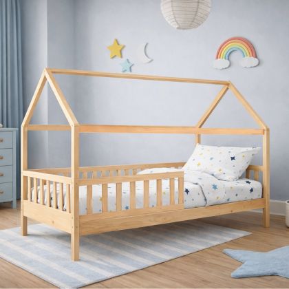 Детско легло DREAM Montessori с матрак 90x190/19см, бор, естествен цвят