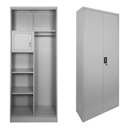 Метален гардероб Zogi с преграда в светло сиво 70x40x180см