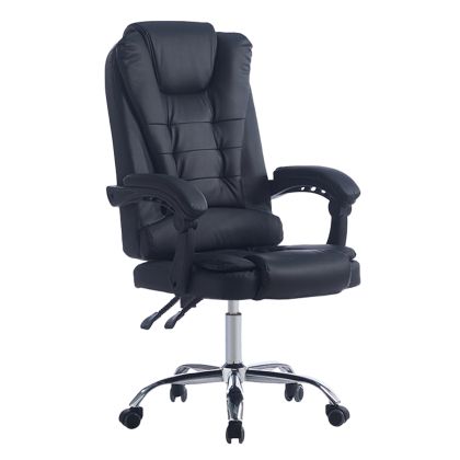 Офис стол Kyron HM1221.01 черна еко Кожаpu)-хромирана база 65X46X112HСМ.