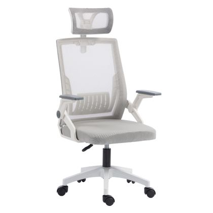 Офис стол Matron HM1226.02 бял Pp-светлосив мрежест текстил 47X47X128HСМ.