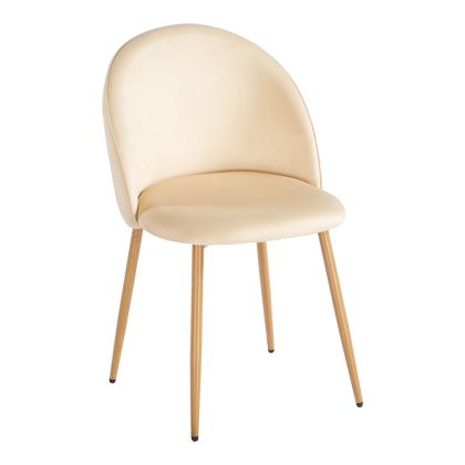 Стол Perch кремав кадифен - метален крак в естествен цвят 50x43x82см