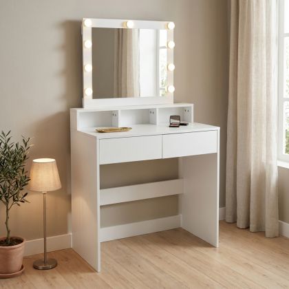 Тоалетка Virna с LED бяла 80x40x145см