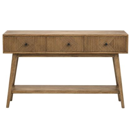 Wooden console, light brown, with 3 drawers 150X40X75CM