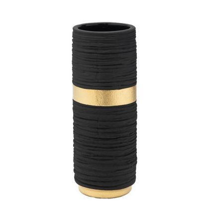 Ceramic vase black and gold 11.5X11.5X30.5CM