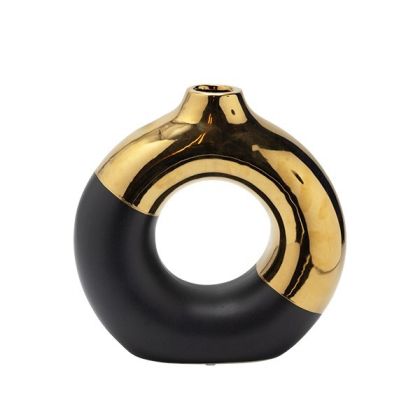 Ceramic vase black and gold 20.5X7.5X20.5CM