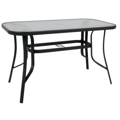 Garden table RIO - Veranda, Black painted metal, Glass