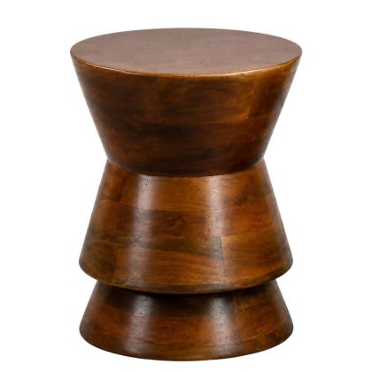 Brown mango wood side table Ф35X45CM