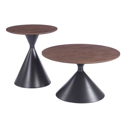 Coffee table set MISTRAL - 2, black painted metal, walnut MDF