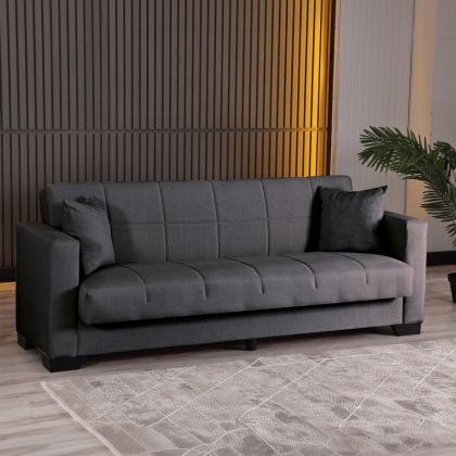 3-seater sofa bed Vox with storage, anthracite, fabric 210x84x83cm