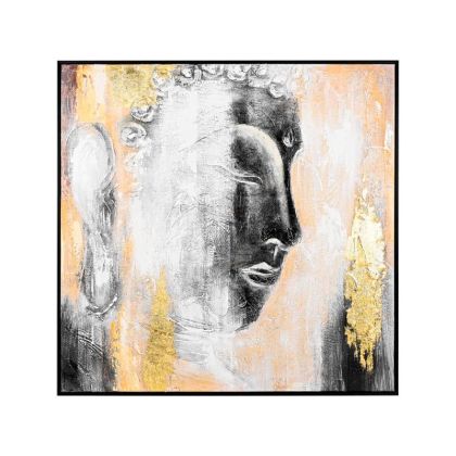 Painting on canvas FL129 white-black-gold 100X100CM
