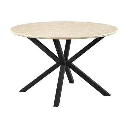 Round dining table FL2537 with ceramic surface and metal legs white-black 120X75CM