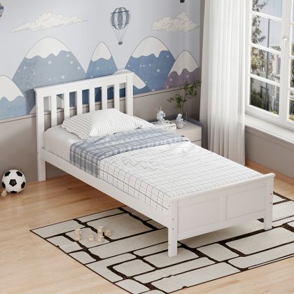 Bed Neranda, pine wood, white, 90x190 cm