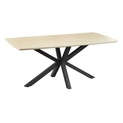 Dining table FL2503 with ceramic surface and metal legs white-black 180X90X75CM
