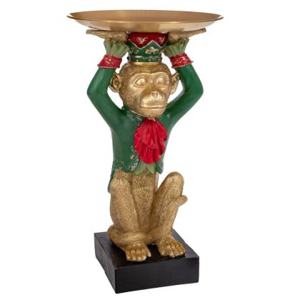 Golden polyresin monkey with red suit 27x22x27cm, 20.5cm