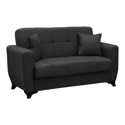 Разтегателен диван Modesto с място за съхранение, сив, плат, 155x84x83см
