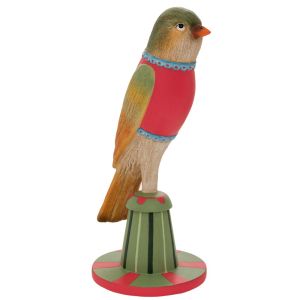 ДЕКО ЗЕЛЕНО ЧЕРВЕНО ПТИЧЕ НА ОСНОВА 22СМ