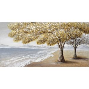 КАРТИНА ПЛАЖ СЪС ЗЛАТНИ ДЪРВЕТА - 120x60cm 6/KIB